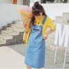 TE6670WRZS New style rough edge letters embroidery denim suspender skirt