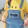 TE6670WRZS New style rough edge letters embroidery denim suspender skirt