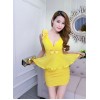 TE9118MRY Cub sexy deep v neck slim waist tight hip dress