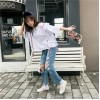 TE9357HLL Korean fashion flouncing loose round neck half sleeve t-shirt