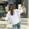 TE9357HLL Korean fashion flouncing loose round neck half sleeve t-shirt