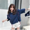 TE9357HLL Korean fashion flouncing loose round neck half sleeve t-shirt