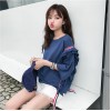 TE9357HLL Korean fashion flouncing loose round neck half sleeve t-shirt