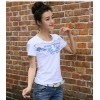 TE0819WSSP Fashion mesh splicing embroidery short sleeve T-shirt