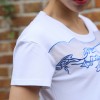 TE0819WSSP Fashion mesh splicing embroidery short sleeve T-shirt