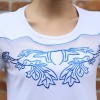 TE0819WSSP Fashion mesh splicing embroidery short sleeve T-shirt