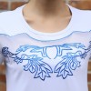 TE0819WSSP Fashion mesh splicing embroidery short sleeve T-shirt