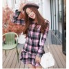 TE1065AKFS Korean fashion checks flouncing woolen dress