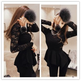 TE1090GJ Europe fashion lace splicing irregular dress