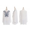 TE1394GJ Japanese fashion casual v-neck embroidery long shirt