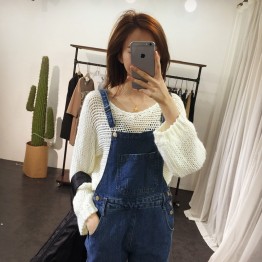 TE1112DXE Boyfriend style loose denim overalls