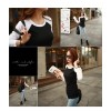 TE1225BNYR Autumn color matching round neck irregular T-shirt