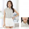 TE1521WSSP Fashion dot doll collar sleeveless chiffon shirt