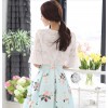 TE1525WSSP New style lace jacquard chiffon splicing puff sleeve tops