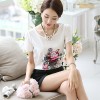 TE1526WSSP Korean fashion flowers print short sleeve chiffon shirt