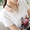 TE1526WSSP Korean fashion flowers print short sleeve chiffon shirt