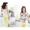 TE1530WSSP Korean fashion print sleeveless chiffon tops