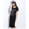 TE2145HM Korean fashion print slim long cotton dress