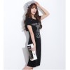 TE2145HM Korean fashion print slim long cotton dress