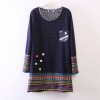 TE255LLNR Dot national style embroidery splicing long t-shirt