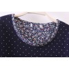 TE255LLNR Dot national style embroidery splicing long t-shirt