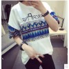 TE3051JJJ Korean fashion national pattern print t-shirt