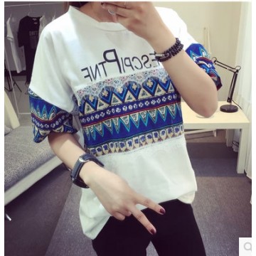 TE3051JJJ Korean fashion national pattern print t-shirt