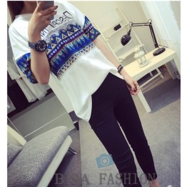 TE3051JJJ Korean fashion national pattern print t-shirt