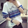 TE3051JJJ Korean fashion national pattern print t-shirt