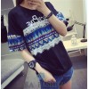 TE3051JJJ Korean fashion national pattern print t-shirt