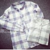 TE3051SY Loose joker slim ramie cotton check shirt