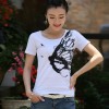 TE3118WSSP Fashion rhinestone butterfly print short sleeve T-shirt