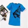 TE3118WSSP Fashion rhinestone butterfly print short sleeve T-shirt