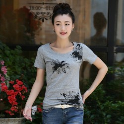 TE3121WSSP Fashion rhinestone print short sleeve T-shirt