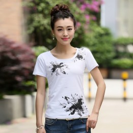 TE3121WSSP Fashion rhinestone print short sleeve T-shirt