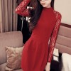 TE3201MY Autumn lace long sleeve slim waist dress