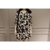 TE3205MY Vintage print loose ramie cotton long sleeve dress