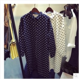 TE3207MY Autumn Korean fashion dot thicken chiffon long sleeve shirt