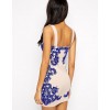 TE3388WYN Sexy blue and white porcelain print backless tight hip vest dress