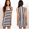 TE3389WYN Stripes splicing sleeveless one piece dress