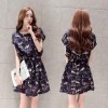 TE3913MY Shivering print lacing waist short sleeve dress