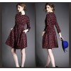 TE3917MY Europe fashion checkers long sleeve princess dress