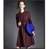 TE3917MY Europe fashion checkers long sleeve princess dress