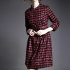 TE3917MY Europe fashion checkers long sleeve princess dress