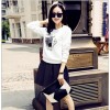 TE3927MY Autumn fashion print loose sweatshirt with skirt two pieces suit