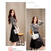 TE3928MY Autumn fashion stripes long sleeve T-shirt with A-line skirt