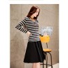 TE3928MY Autumn fashion stripes long sleeve T-shirt with A-line skirt