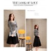 TE3928MY Autumn fashion stripes long sleeve T-shirt with A-line skirt