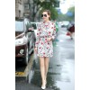 TE5238HM Print slim waist long sleeve dress