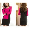 TE5249HM Color matching temperament long sleeve dress